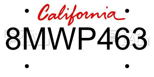 8MWP463 California License Plate