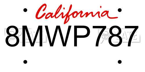 8MWP787 California License Plate