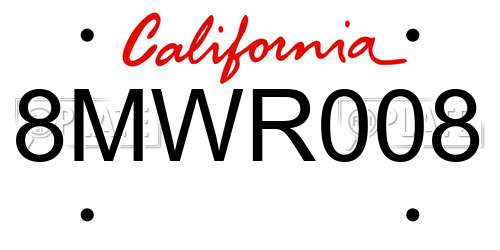 8MWR008 California License Plate