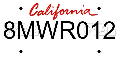 8MWR012 California License Plate