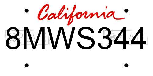 8MWS344 California License Plate