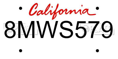 8MWS579 California License Plate