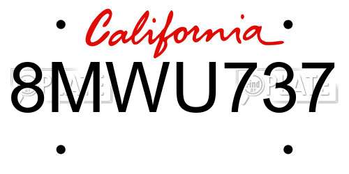 8MWU737 California License Plate