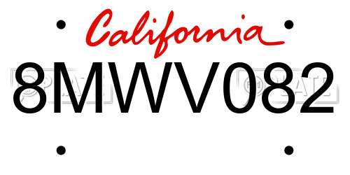 8MWV082 California License Plate