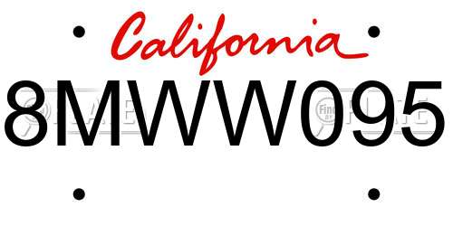 8MWW095 California License Plate