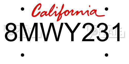 8MWY231 California License Plate