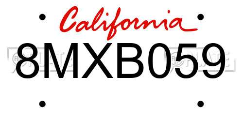 8MXB059 California License Plate