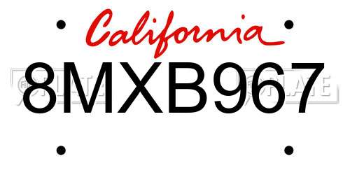 8MXB967 California License Plate