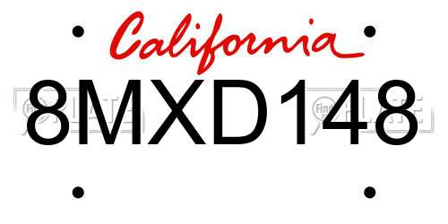 8MXD148 California License Plate