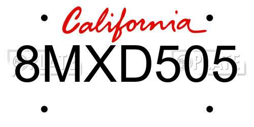 8MXD505 California License Plate