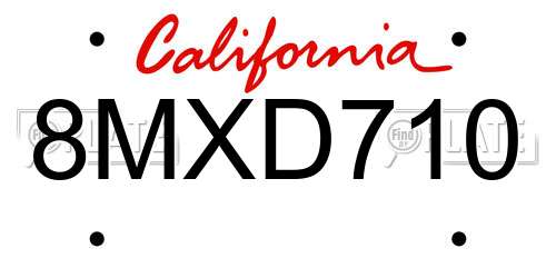8MXD710 California License Plate