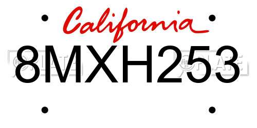 8MXH253 California License Plate