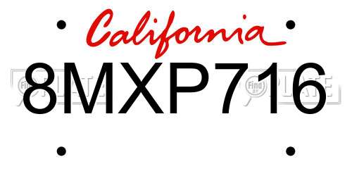 8MXP716 California License Plate