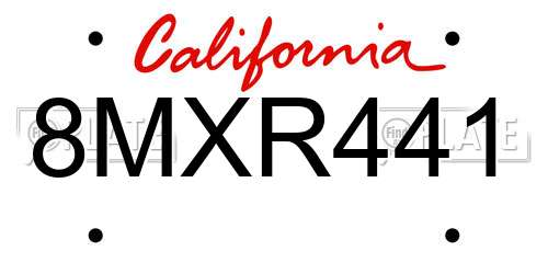 8MXR441 California License Plate