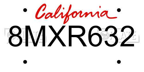 8MXR632 California License Plate