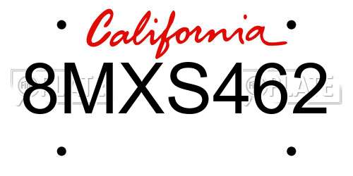 8MXS462 California License Plate