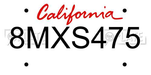 8MXS475 California License Plate