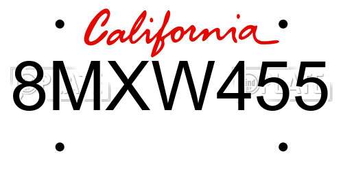 8MXW455 California License Plate