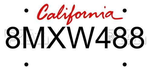 8MXW488 California License Plate