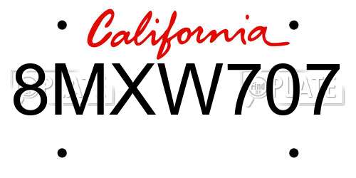 8MXW707 California License Plate