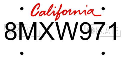 8MXW971 California License Plate