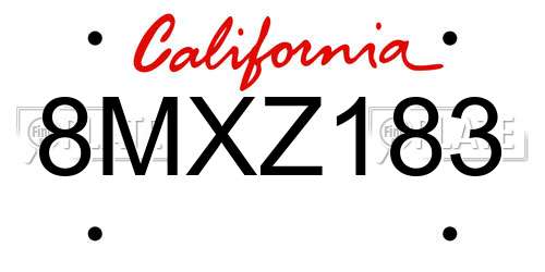 8MXZ183 California License Plate