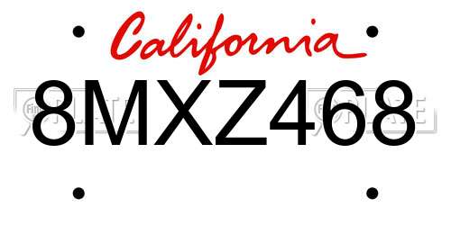 8MXZ468 license plate in CA state