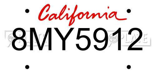 8MY5912 California License Plate
