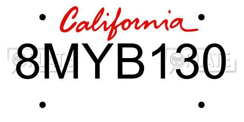 8MYB130 California License Plate