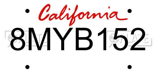 8MYB152 California License Plate