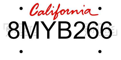 8MYB266 California License Plate