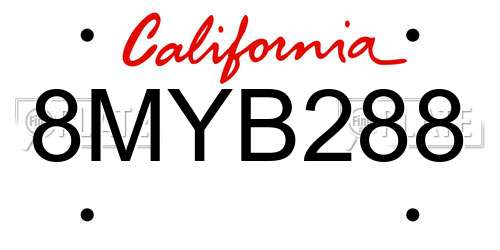 8MYB288 California License Plate