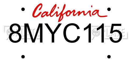 8MYC115 California License Plate