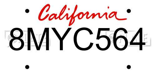 8MYC564 California License Plate