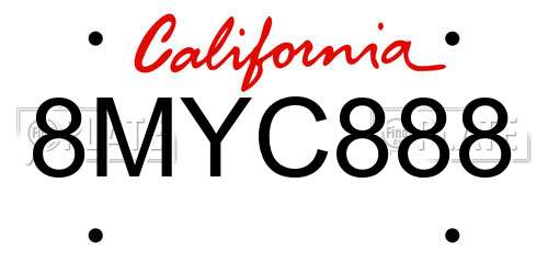 8MYC888 California License Plate