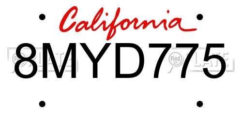 8MYD775 California License Plate