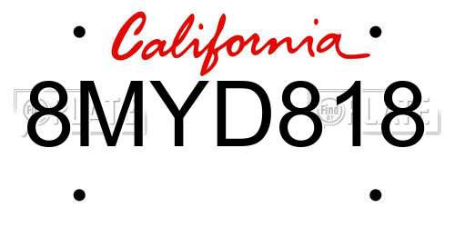 8MYD818 California License Plate