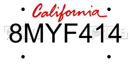 8MYF414 California License Plate
