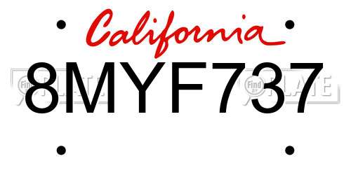 8MYF737 California License Plate