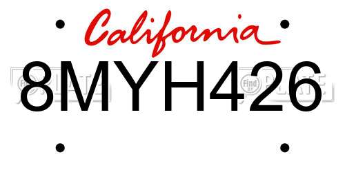 8MYH426 California License Plate