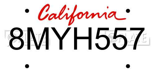 8MYH557 California License Plate