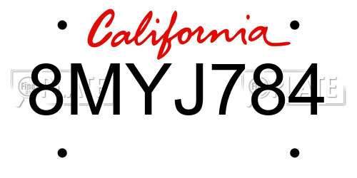 8MYJ784 California License Plate