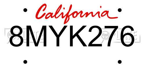 8MYK276 California License Plate