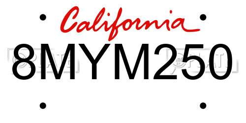 8MYM250 California License Plate