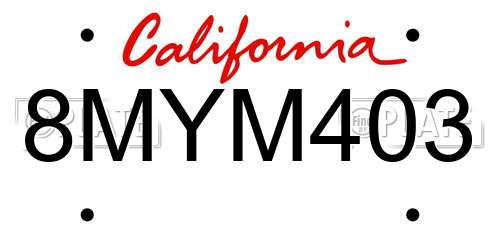8MYM403 California License Plate