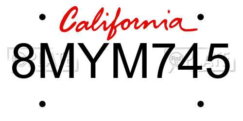 8MYM745 California License Plate