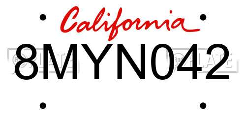 8MYN042 California License Plate