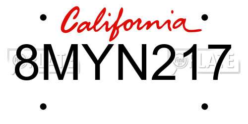 8MYN217 California License Plate