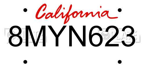 8MYN623 California License Plate