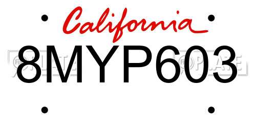 8MYP603 California License Plate